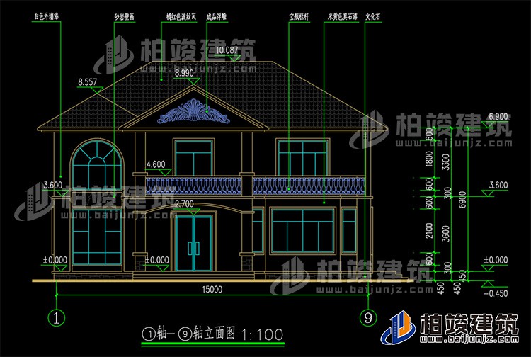 农村二层别墅自建房施工效果图纸全套BZ267-简欧风格